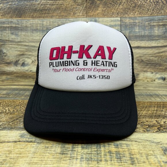 Oh-Kay Plumbing Heating Home Alone Unisex Trucker Hat Black Snapback Christmas - Picture 2 of 7